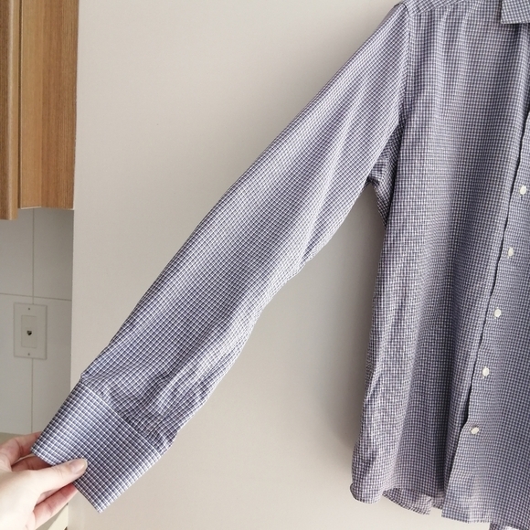 Eton Contemporary Fit Plaid Button Up Dress Shirt 16 Large - Picture 6 of 16